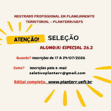 Edital de Seleção para Aluno(a) Especial 26.2
